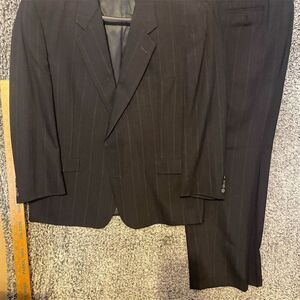 Men's Pinstripe Wool Suit 2 Piece Classic Fit Multicolor Size L Formal